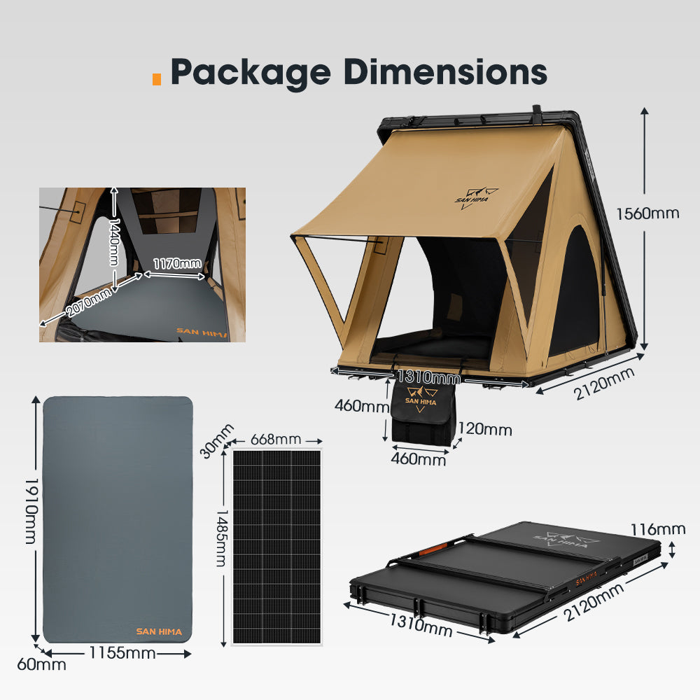 San Hima Kalbarri Lite Gen 2 Rooftop Tent + Rack & Ladder + 200W Solar Panel