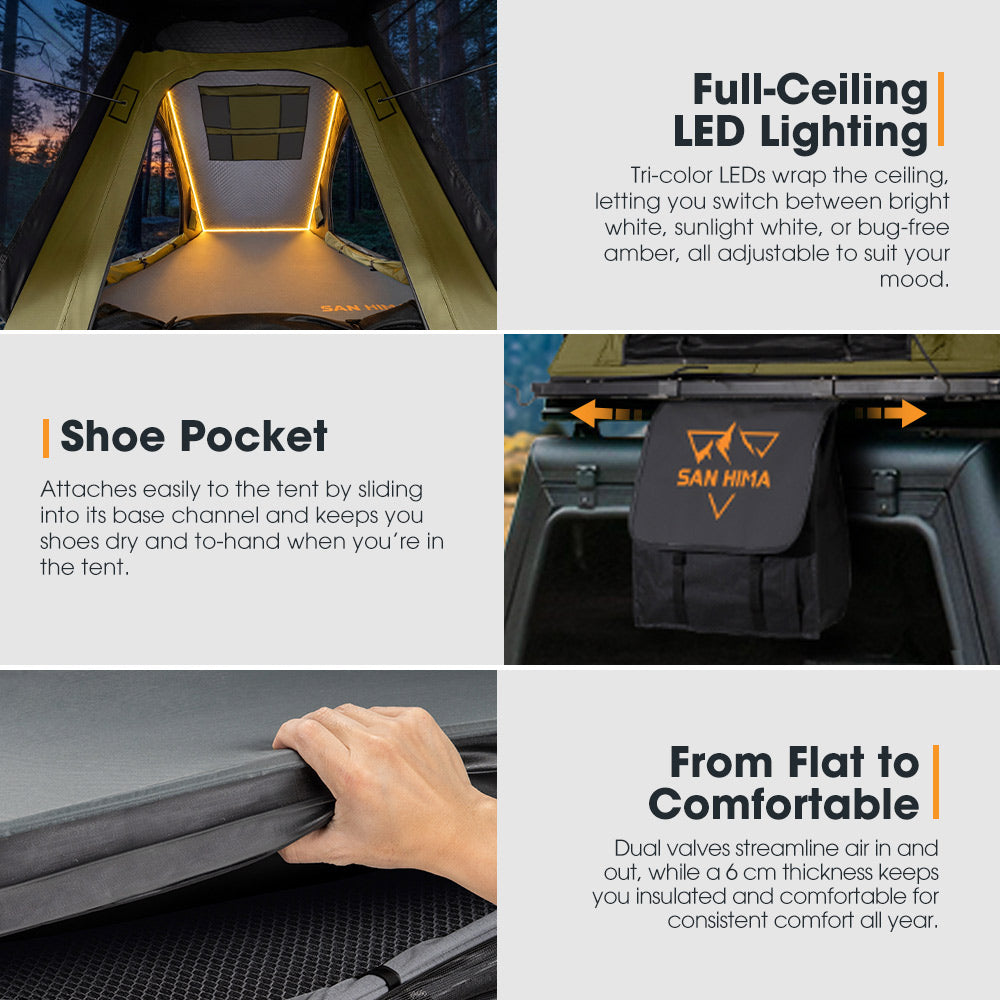 4x4 tent in cm San Hima Kalbarri Lite Gen 2 Rooftop Tent Waterproof Camping Olive 4x4