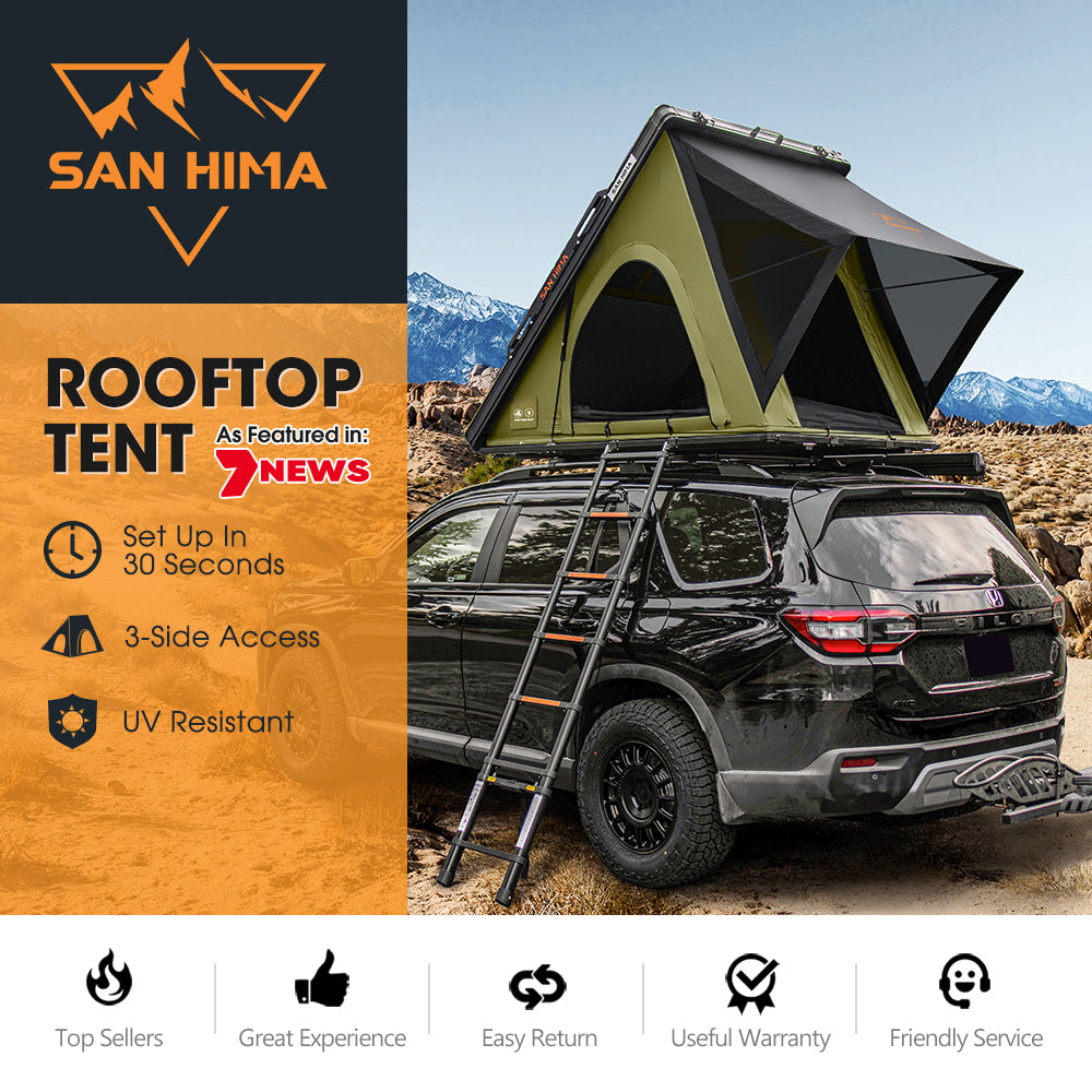 San Hima Kalbarri Lite Gen 2 Rooftop Tent With Ladder & Rack Camping Olive