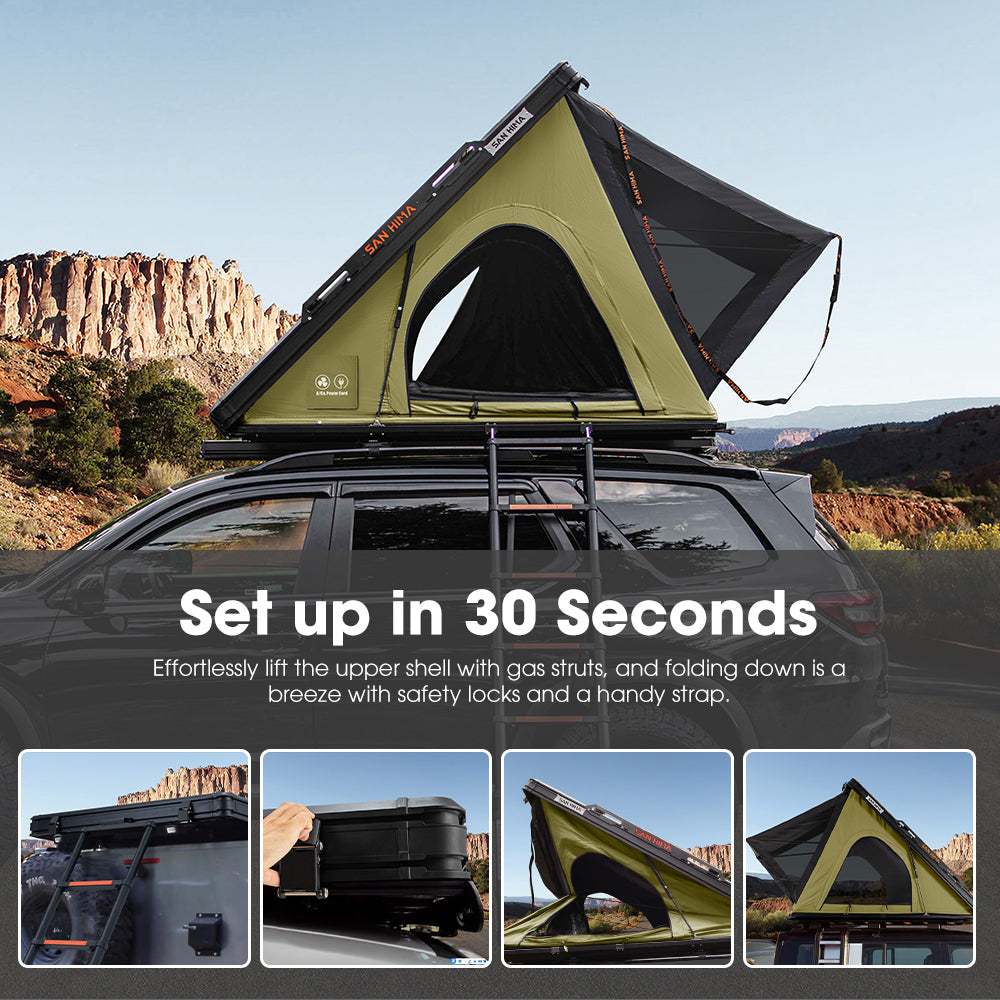 San Hima Kalbarri Lite Gen 2 Rooftop Tent With Ladder & Rack Camping Olive