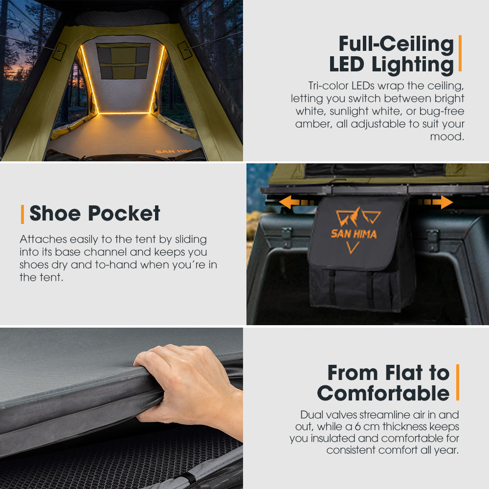 San Hima Kalbarri Lite Gen 2 Rooftop Tent With Ladder & Rack Camping Olive