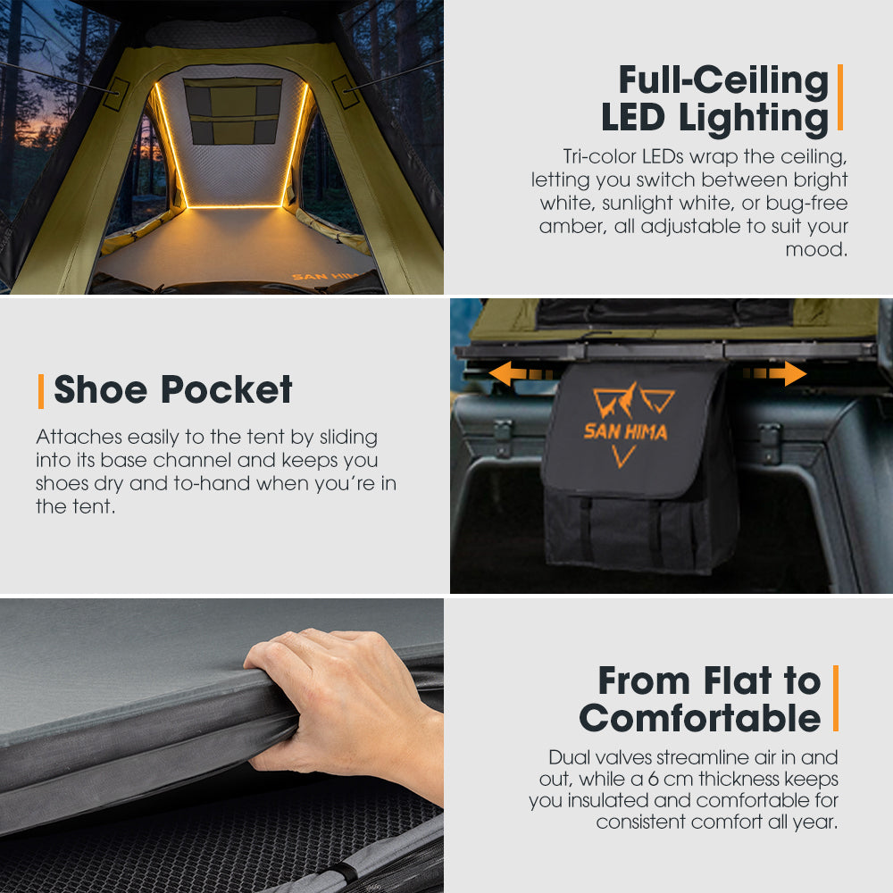 San Hima Kalbarri Lite Gen 2 Rooftop Tent Olive+250W Solar Panel+Ladder&Rack