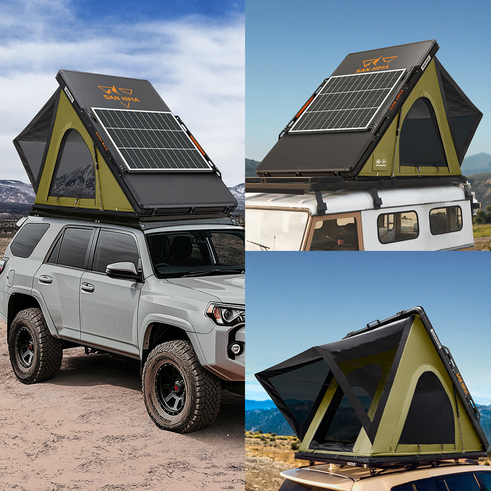 San Hima Kalbarri Lite Gen 2 Rooftop Tent Olive+130W Solar Panel+Ladder&Rack