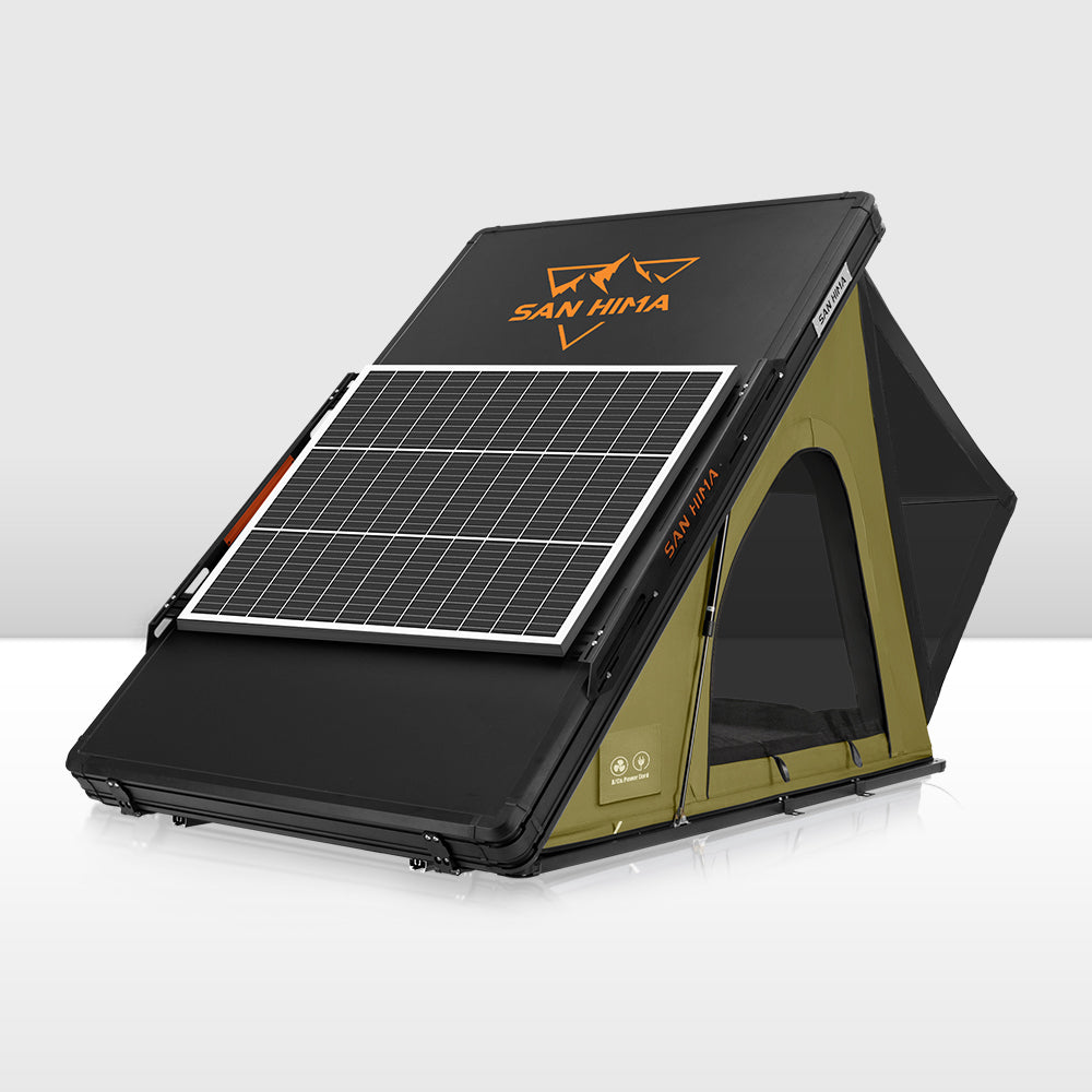 San Hima Kalbarri Lite Gen 2 Rooftop Tent Olive+130W Solar Panel+Ladder&Rack