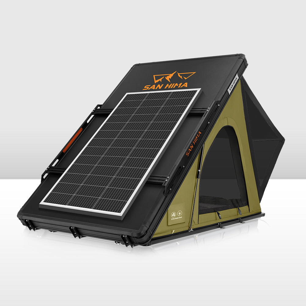 San Hima Kalbarri Lite Gen 2 Rooftop Tent Olive+200W Solar Panel+Ladder&Rack