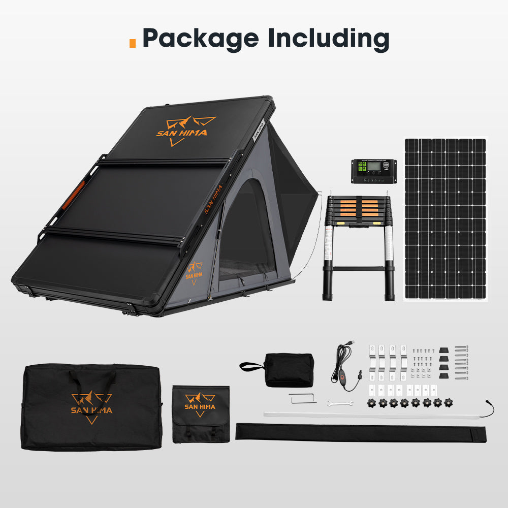 San Hima kalbarri Lite Rooftop Tent Hardshell Grey+250W Solar Panel+Ladder&Rack