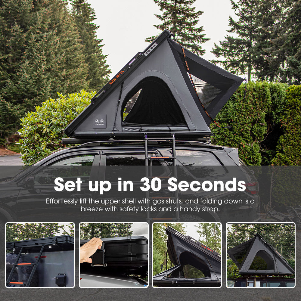 San Hima Kalbarri Lite Gen 2 Rooftop Tent Grey+120W Solar Panel+Ladder & Rack
