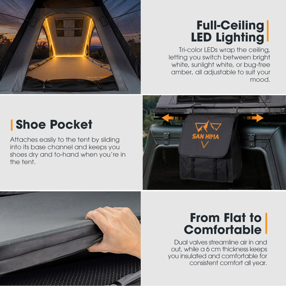 San Hima Kalbarri Lite Gen 2 Rooftop Tent Grey+120W Solar Panel+Ladder & Rack