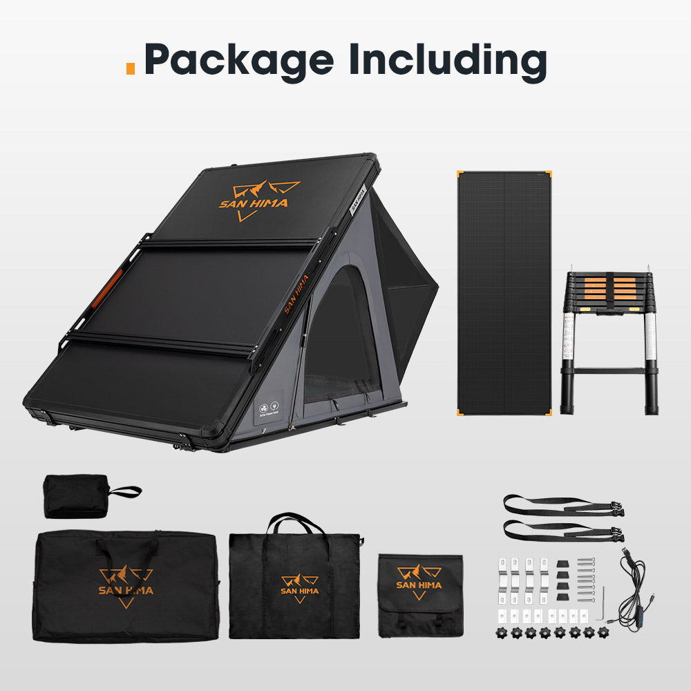 San Hima Kalbarri Lite Gen 2 Rooftop Tent Grey+120W Solar Panel+Ladder & Rack