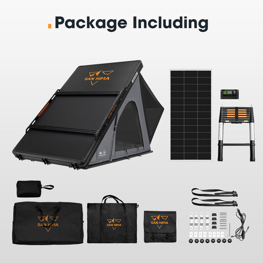 San Hima Kalbarri Lite Gen 2 Rooftop Tent Grey+200W Solar Panel+Ladder & Rack