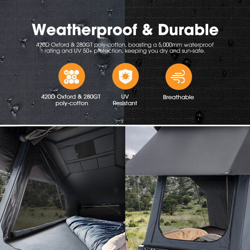 San Hima Kalbarri X Rooftop Tent Hardshell With Ladder 4x4 + 120W Solar Panel