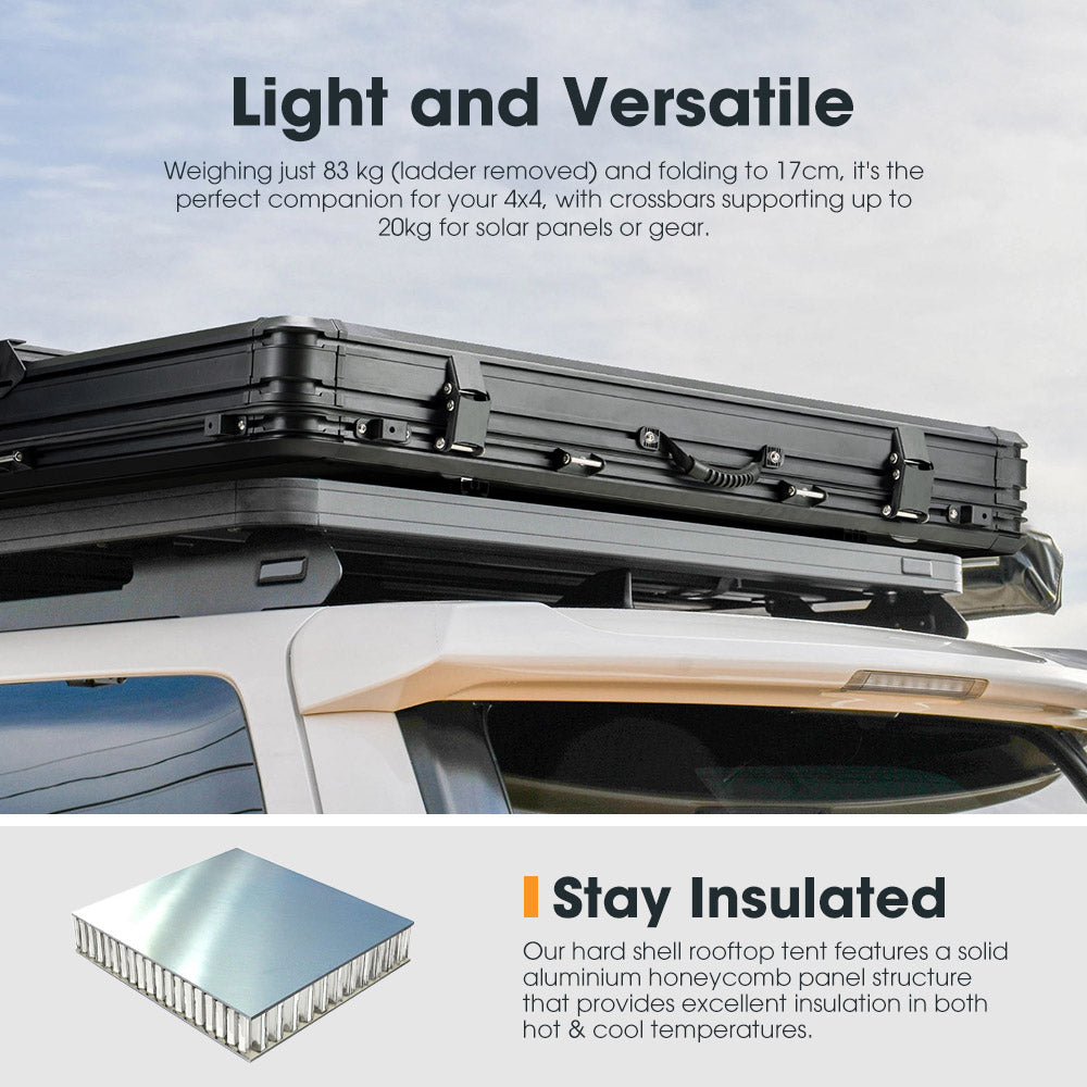 San Hima Kalbarri X Rooftop Tent Hardshell With Ladder 4x4 + 200W Solar Panel