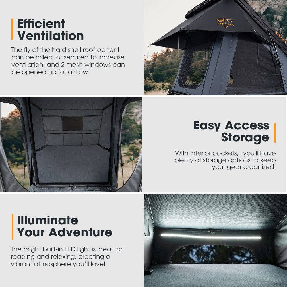San Hima Kalbarri X Rooftop Tent Hardshell With Ladder 4x4 + 200W Solar Panel