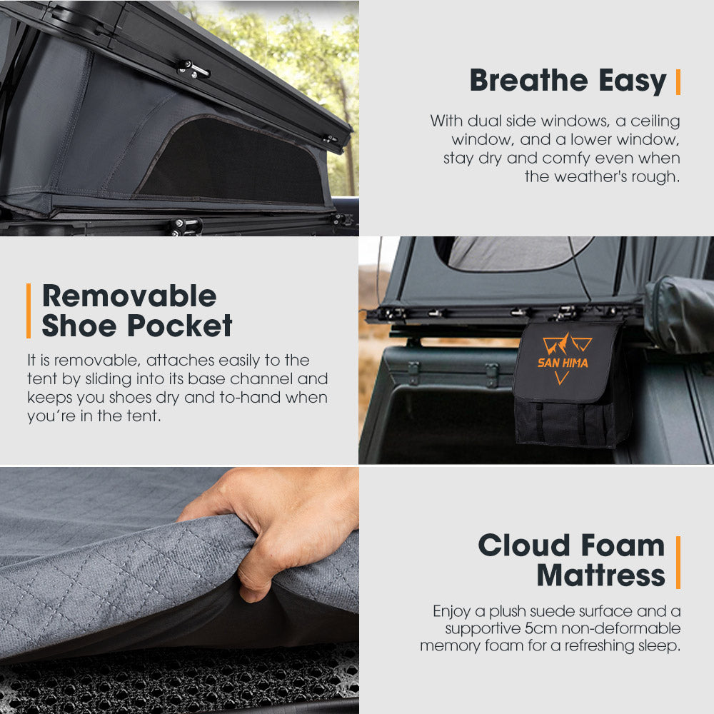 San Hima Kalbarri X Rooftop Tent Hardshell With Ladder 4x4 + 200W Solar Panel