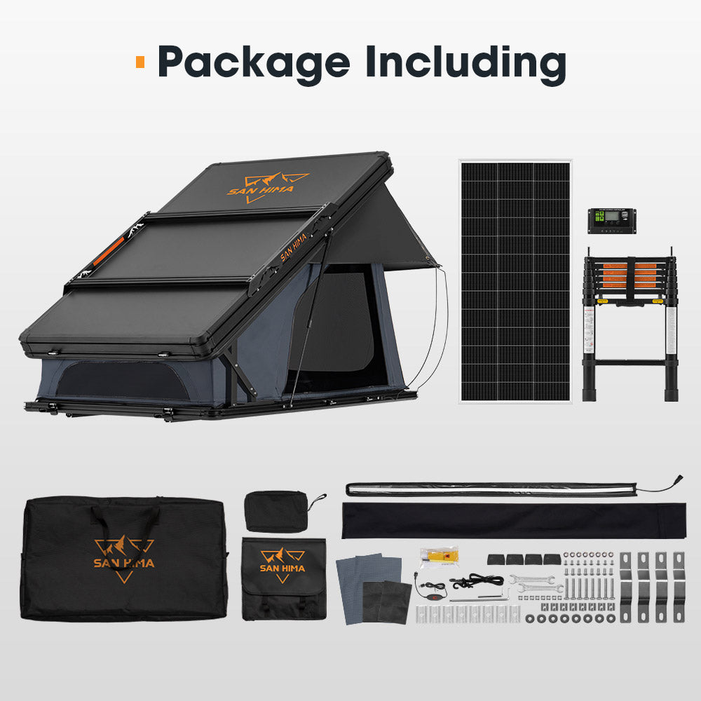 San Hima Kalbarri X Rooftop Tent Hardshell With Ladder 4x4 + 200W Solar Panel