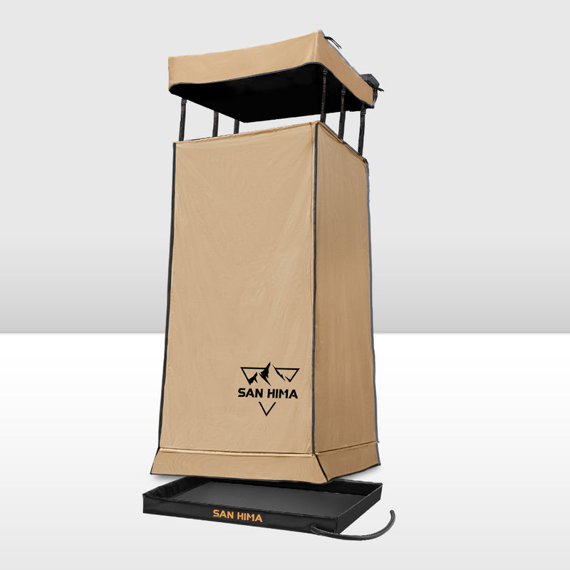San Hima Camping Shower Tent Awning Fold-Out Brown & Camping Shower Te