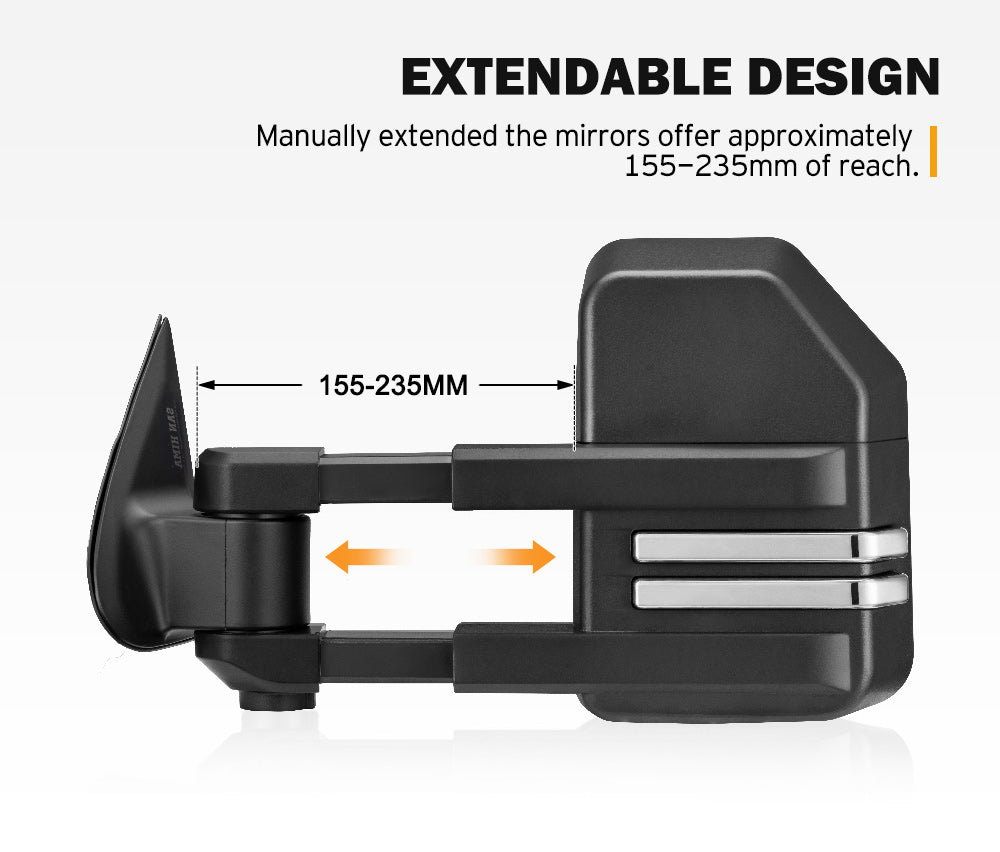 SAN HIMA Extendable Towing Mirrors Gen2 for Mitsubishi Triton MQ/MR 2015-2024