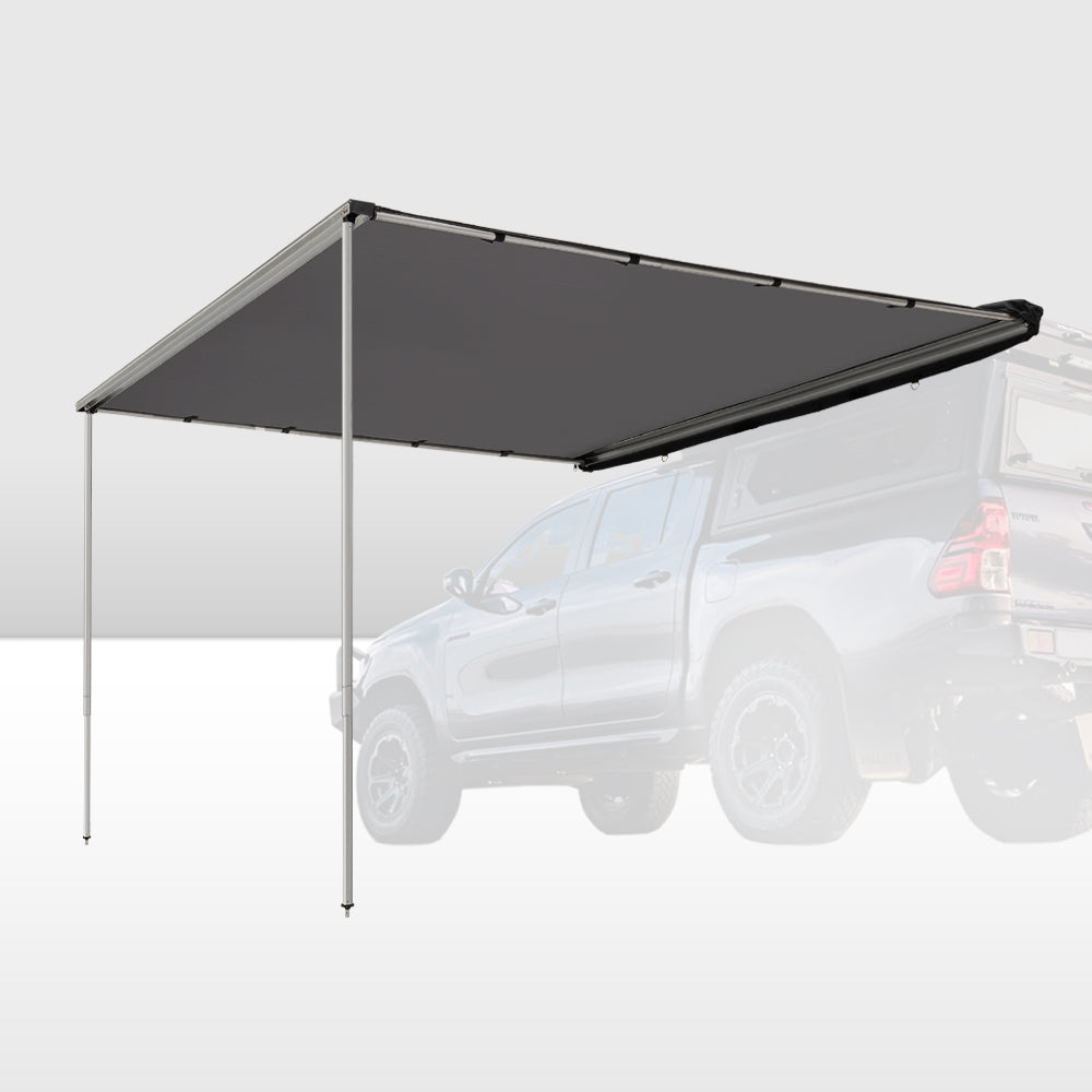 San Hima Car Side Awning 2x2.5m Pull-out Telescoping Poles Waterproof Camping