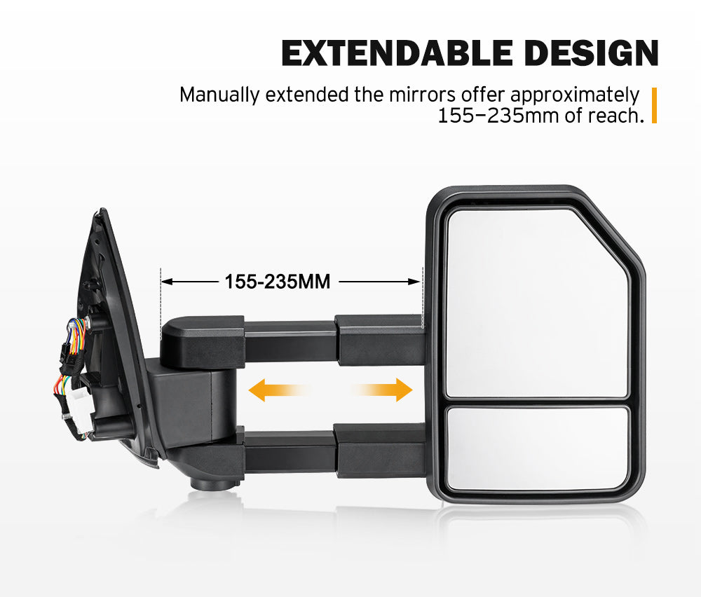 San Hima Pair Extendable Towing Mirrors Gen2 for Holden Trailblazer 2016-On
