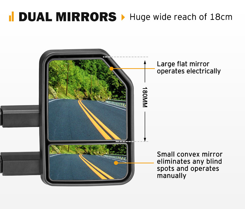 San Hima Extendable Towing Mirrors Gen2 for Isuzu MU-X MY2021-On