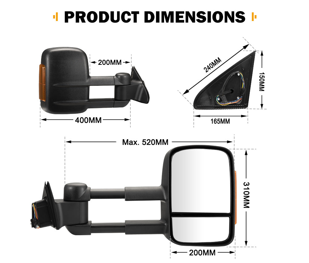 SAN HIMA Extendable Towing Mirrors Gen1 For Jeep Grand Cherokee 2010-ON