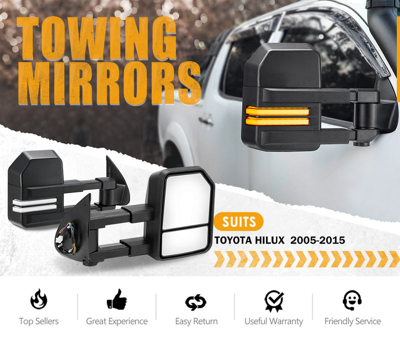SAN HIMA Extendable Towing Mirrors for Toyota HILUX 20052015 N70