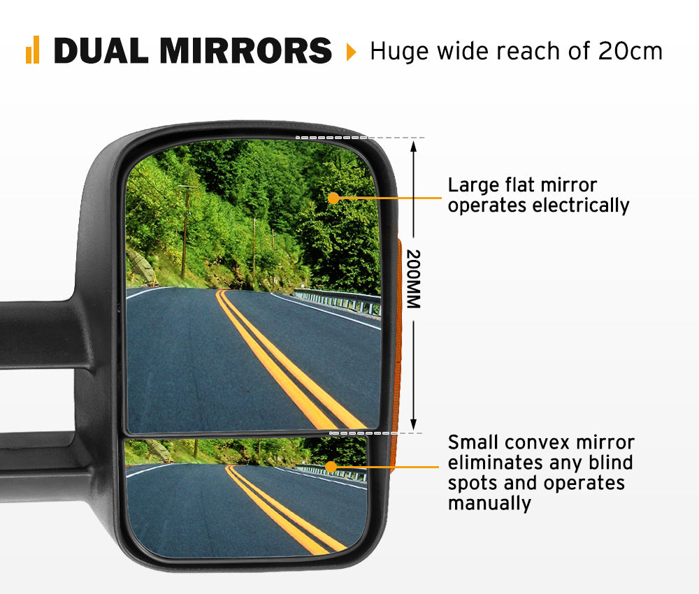San Hima Pair Extendable Towing Mirrors Gen1 Fit Mitsubishi Pajero 2001-2015